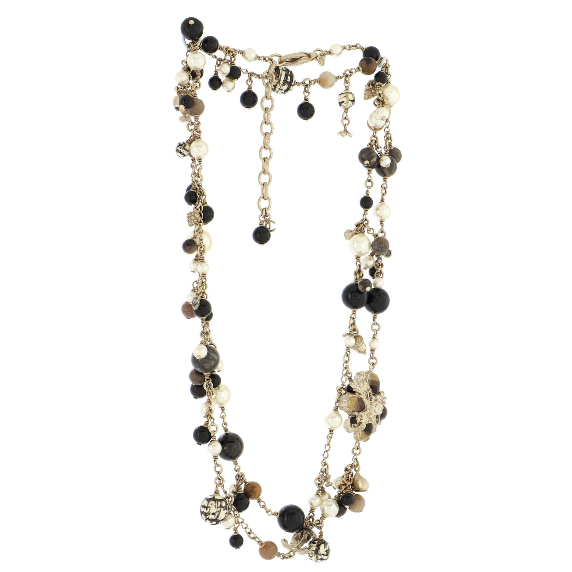 CC Long Necklace Faux Pearls and Beads