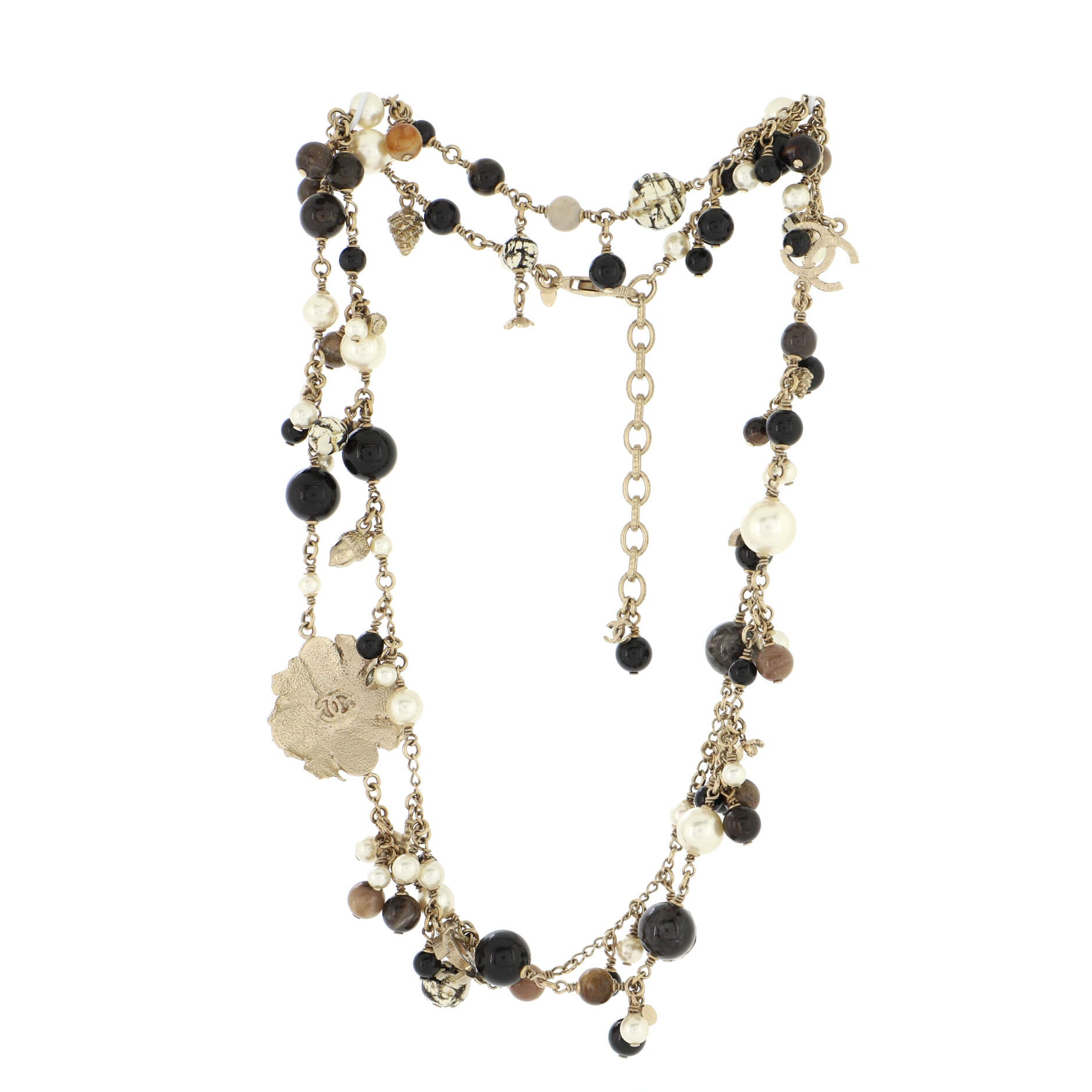 CC Long Necklace Faux Pearls and Beads
