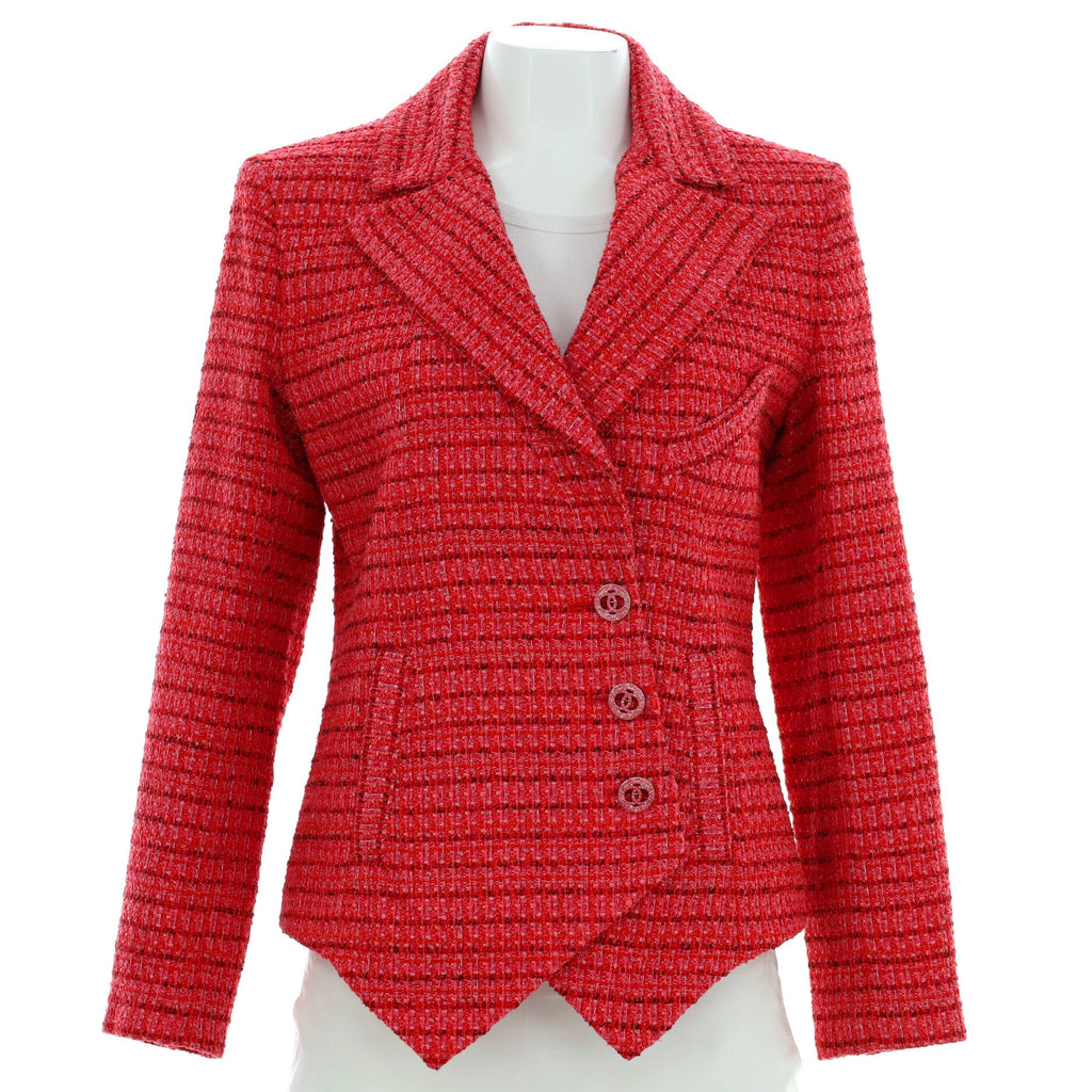 Women's Asymmetrical Button Up Blazer Tweed