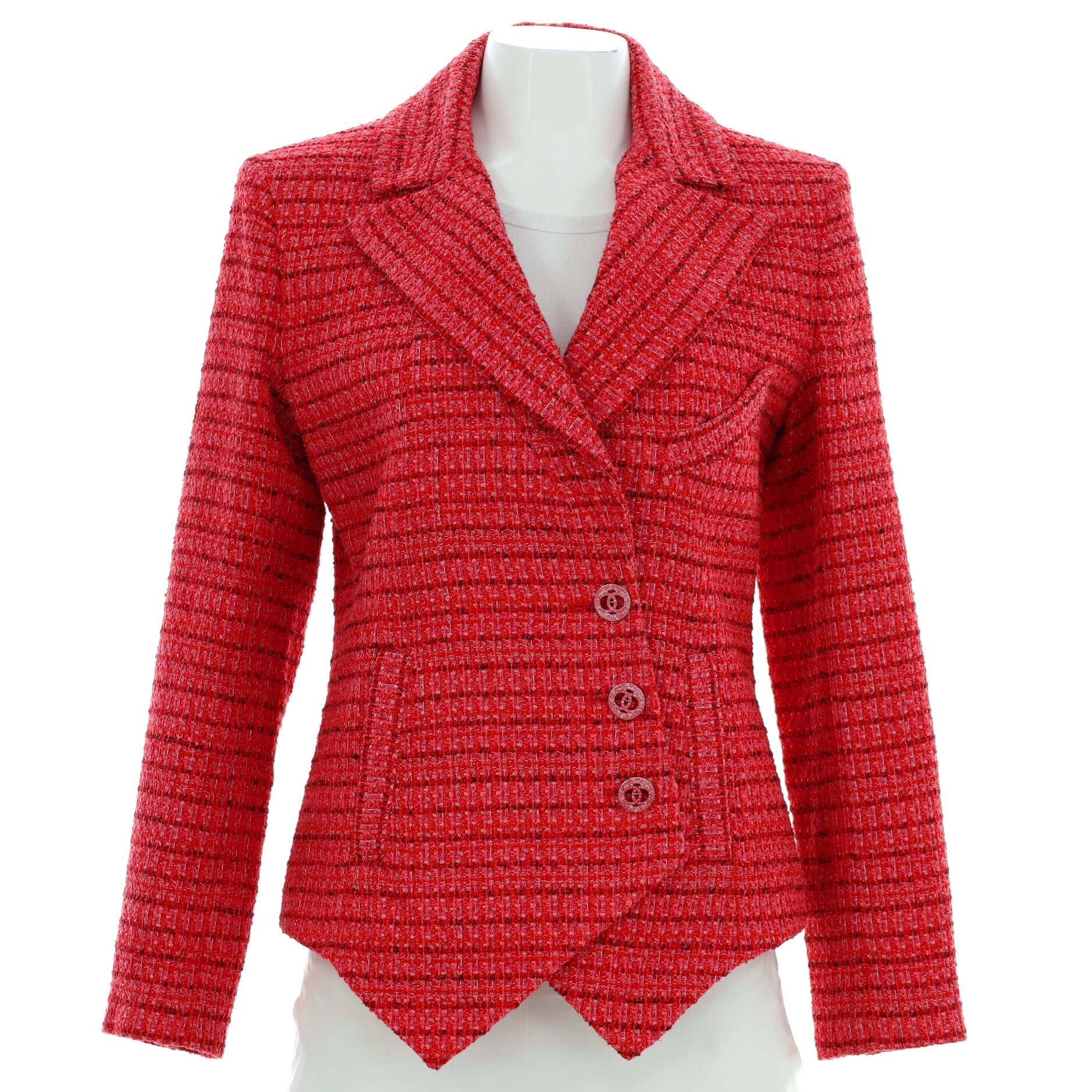 Women's Asymmetrical Button Up Blazer Tweed