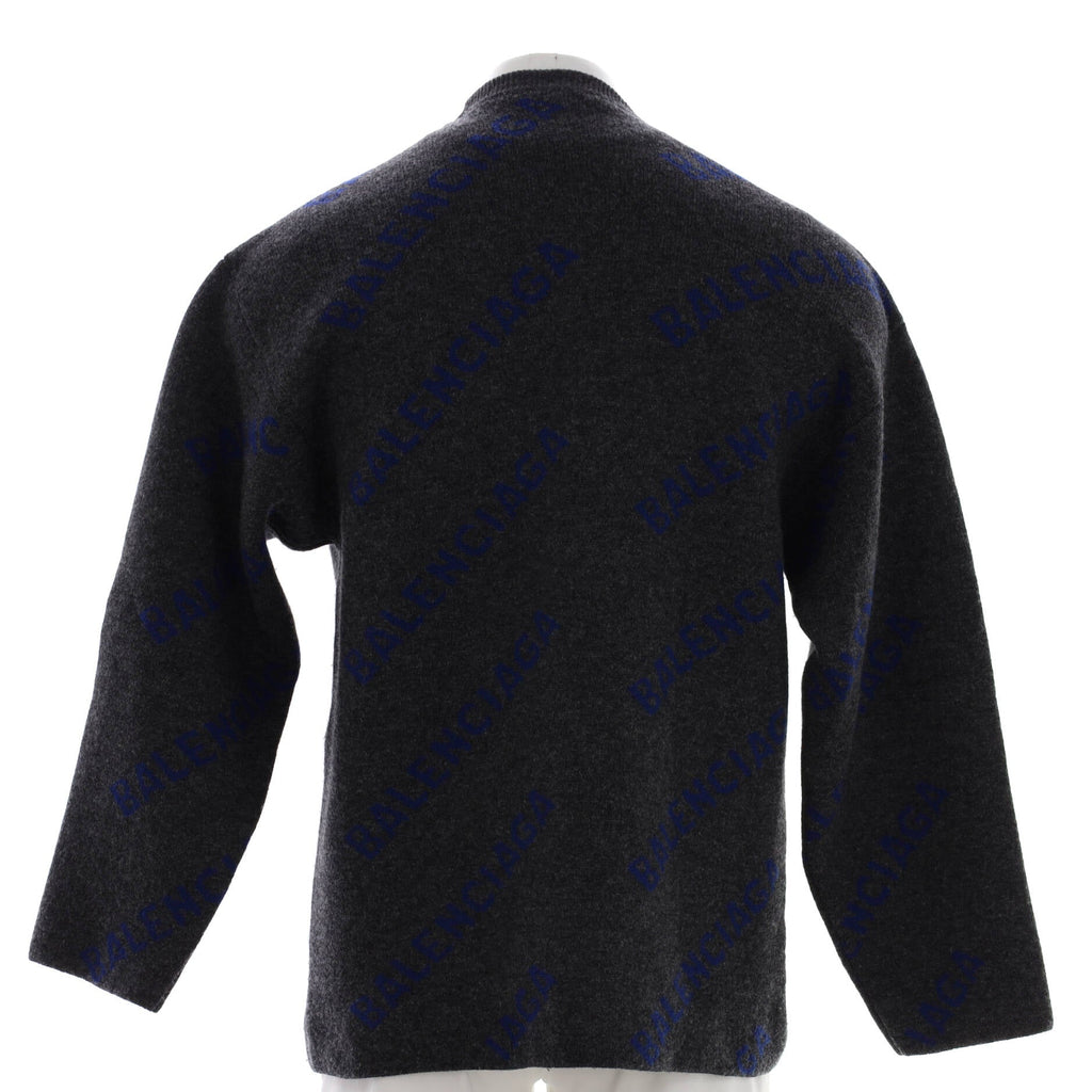 Men's Allover Logo Crewneck Sweater Wool Blend