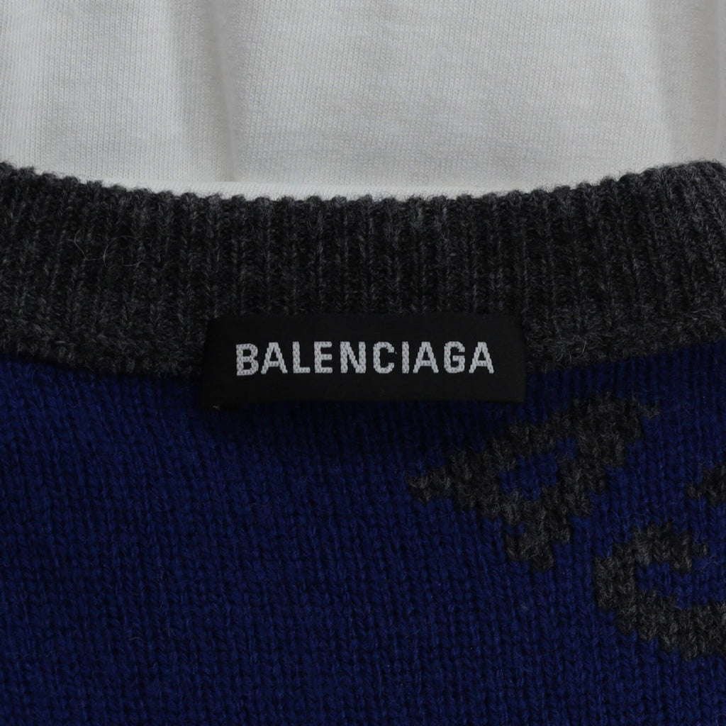 Men's Allover Logo Crewneck Sweater Wool Blend