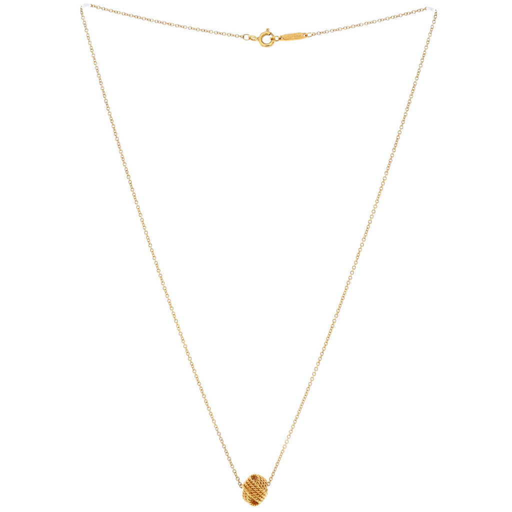 Twist Knot Pendant Necklace 18K Yellow Gold