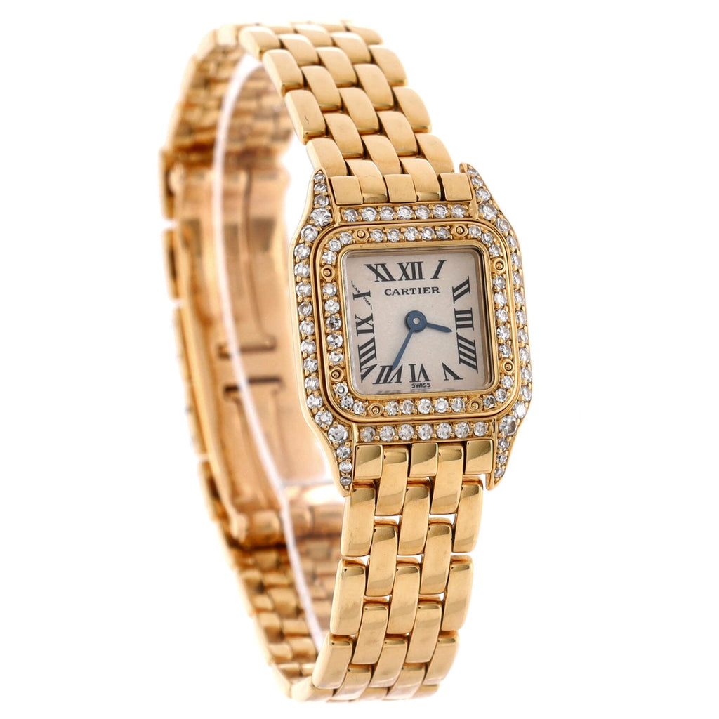 Panthere de Cartier Quartz Watch Yellow Gold with Diamond Bezel and Lugs 17