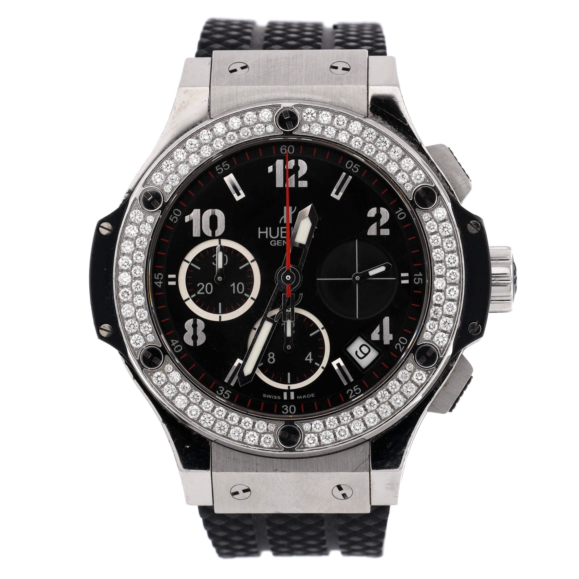 Big Bang Chronograph Automatic Watch Stainless Steel and Rubber with Diamond Bezel 41