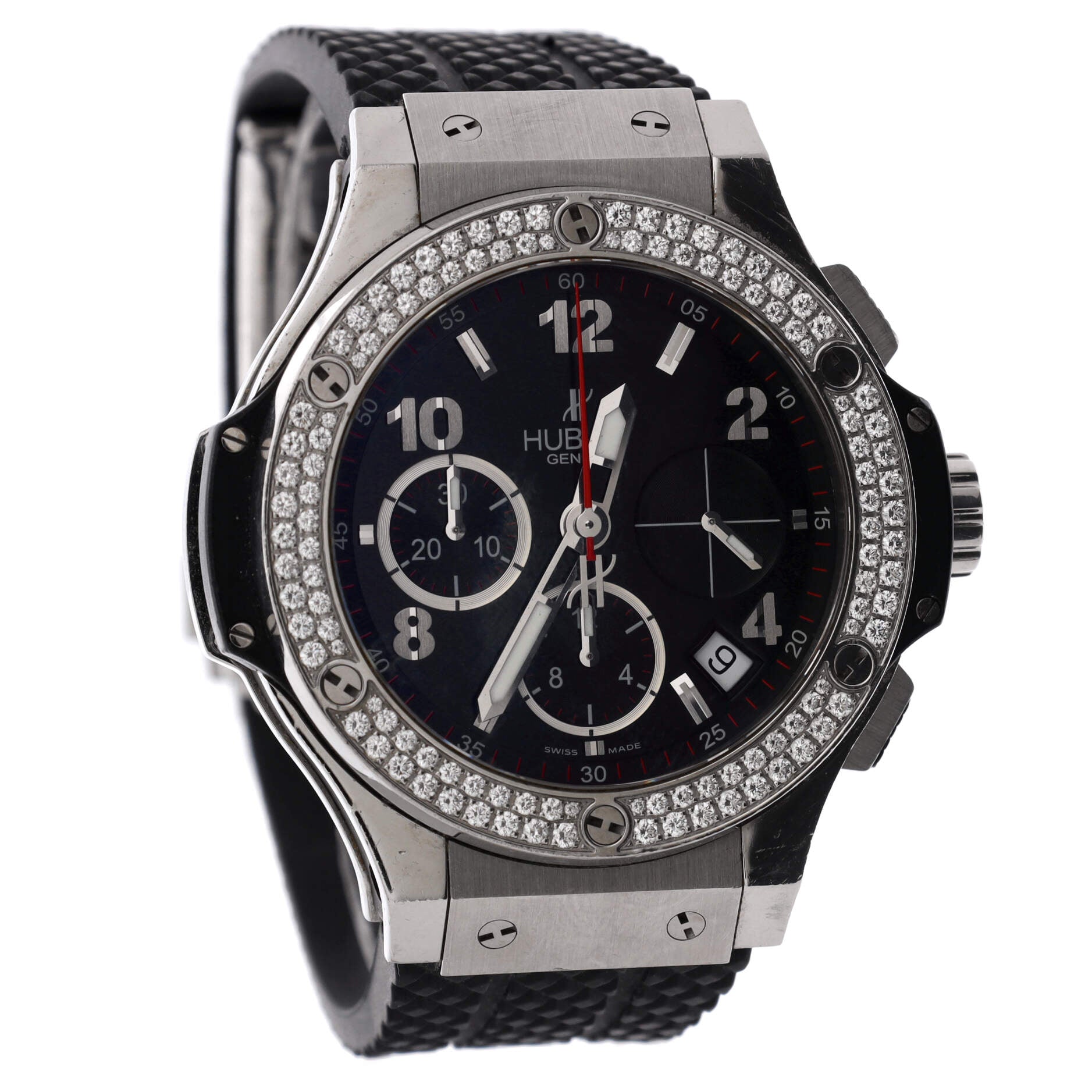 Big Bang Chronograph Automatic Watch Stainless Steel and Rubber with Diamond Bezel 41