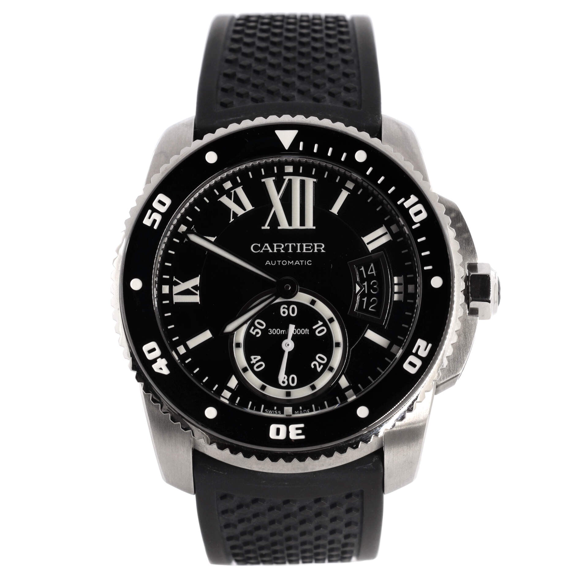 Calibre de Cartier Automatic Watch Stainless Steel and Rubber with Ceramic 42
