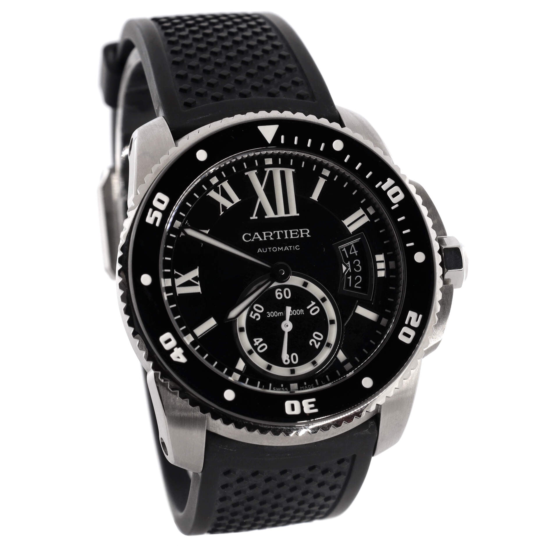 Calibre de Cartier Automatic Watch Stainless Steel and Rubber with Ceramic 42
