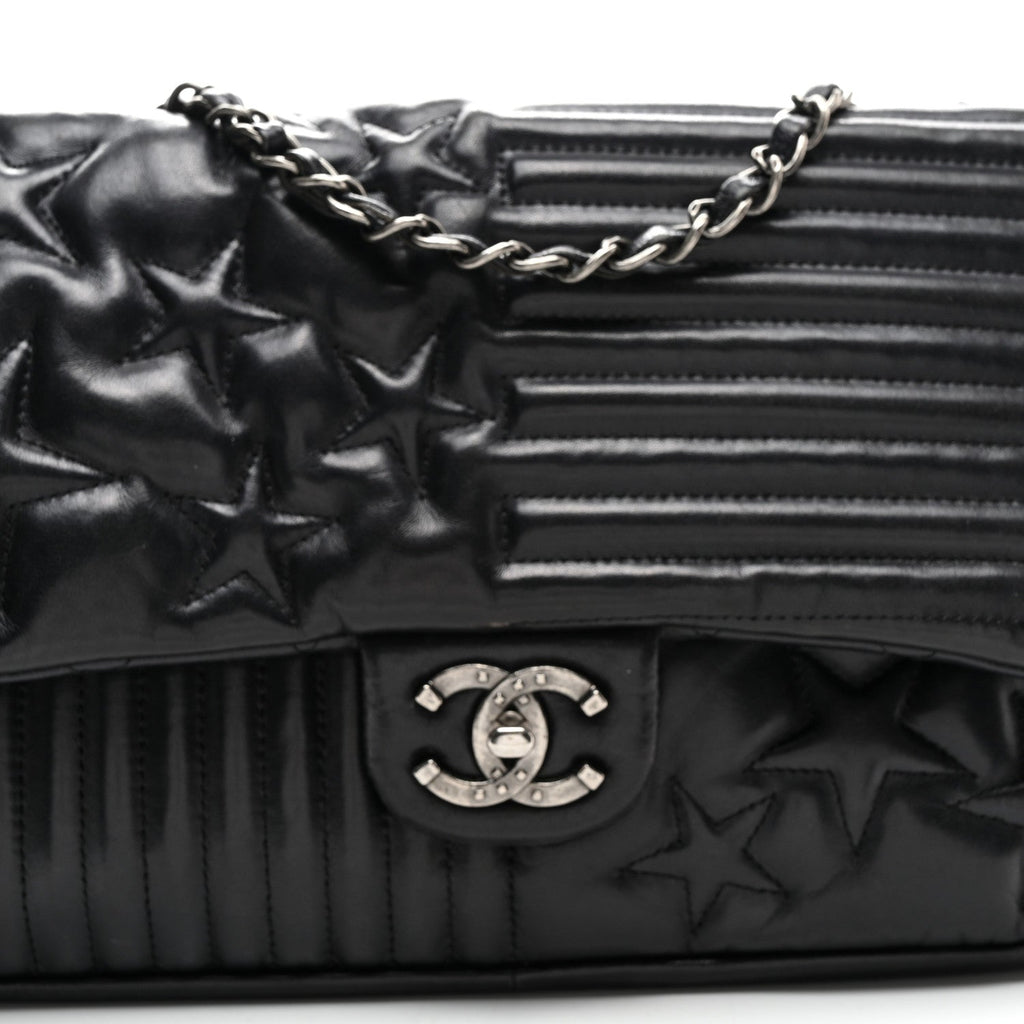 Lambskin Quilted Jumbo Paris Dallas Single Flap Black