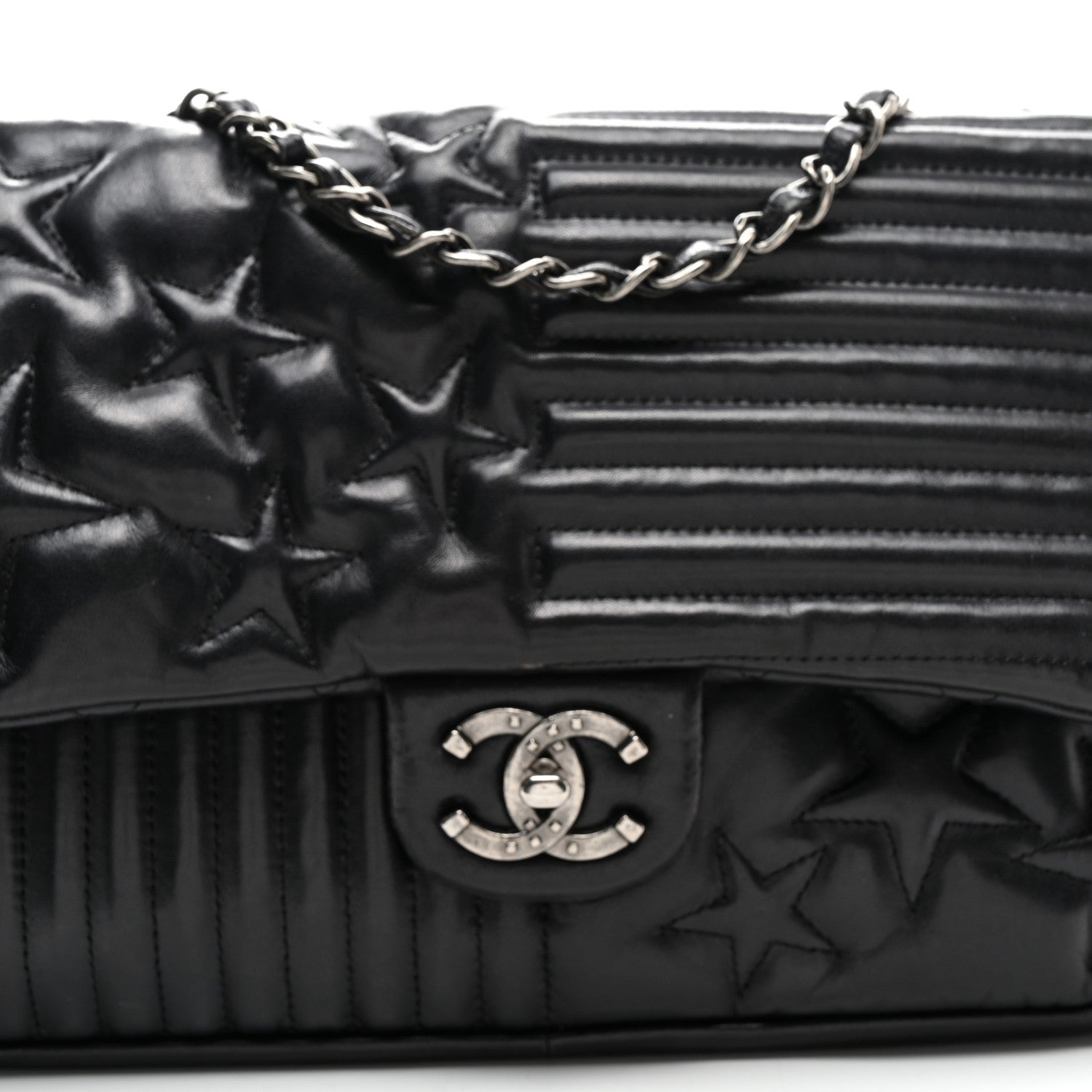 Lambskin Quilted Jumbo Paris Dallas Single Flap Black