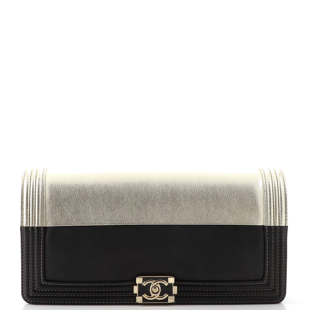 Bicolor Boy Flap Clutch Calfskin Small