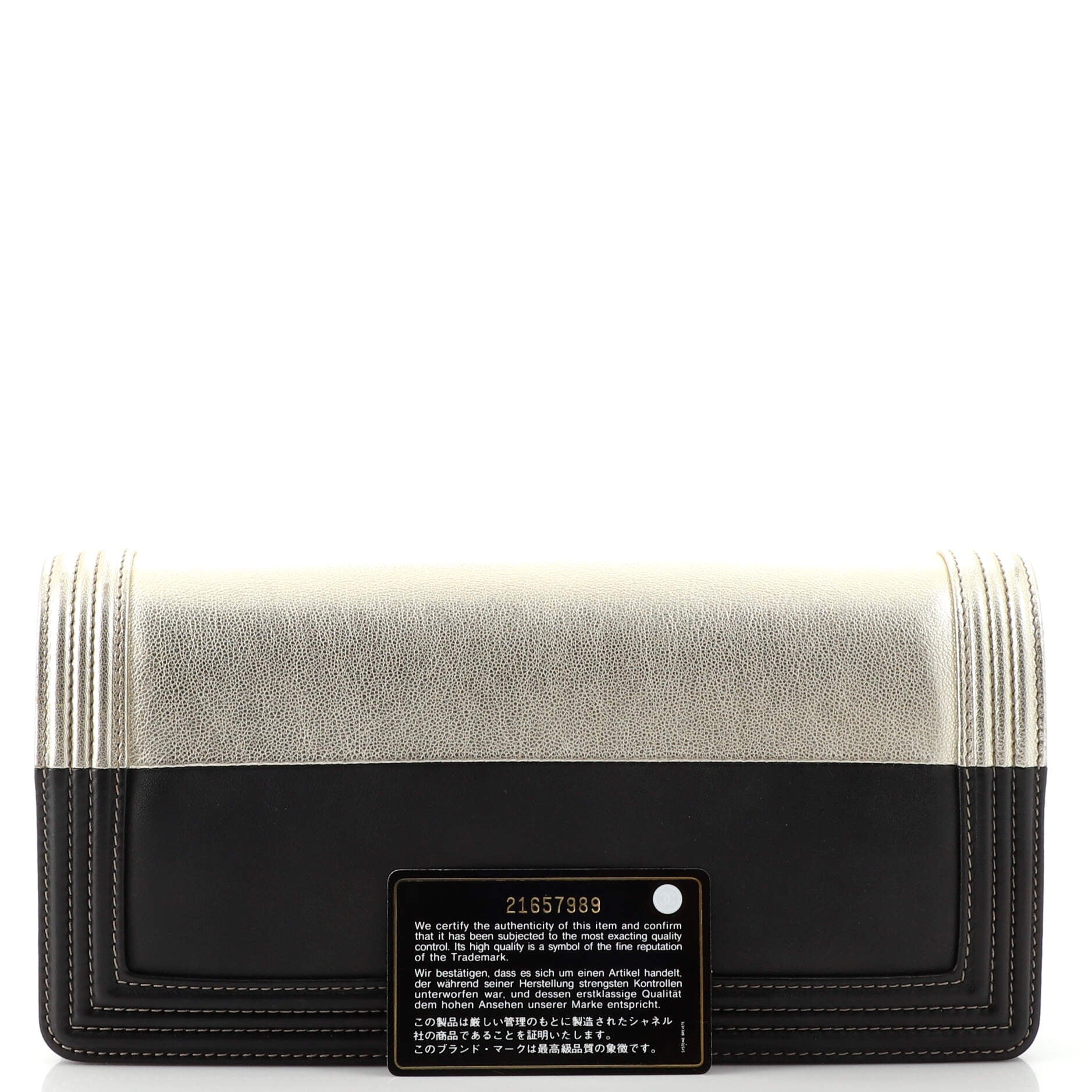 Bicolor Boy Flap Clutch Calfskin Small