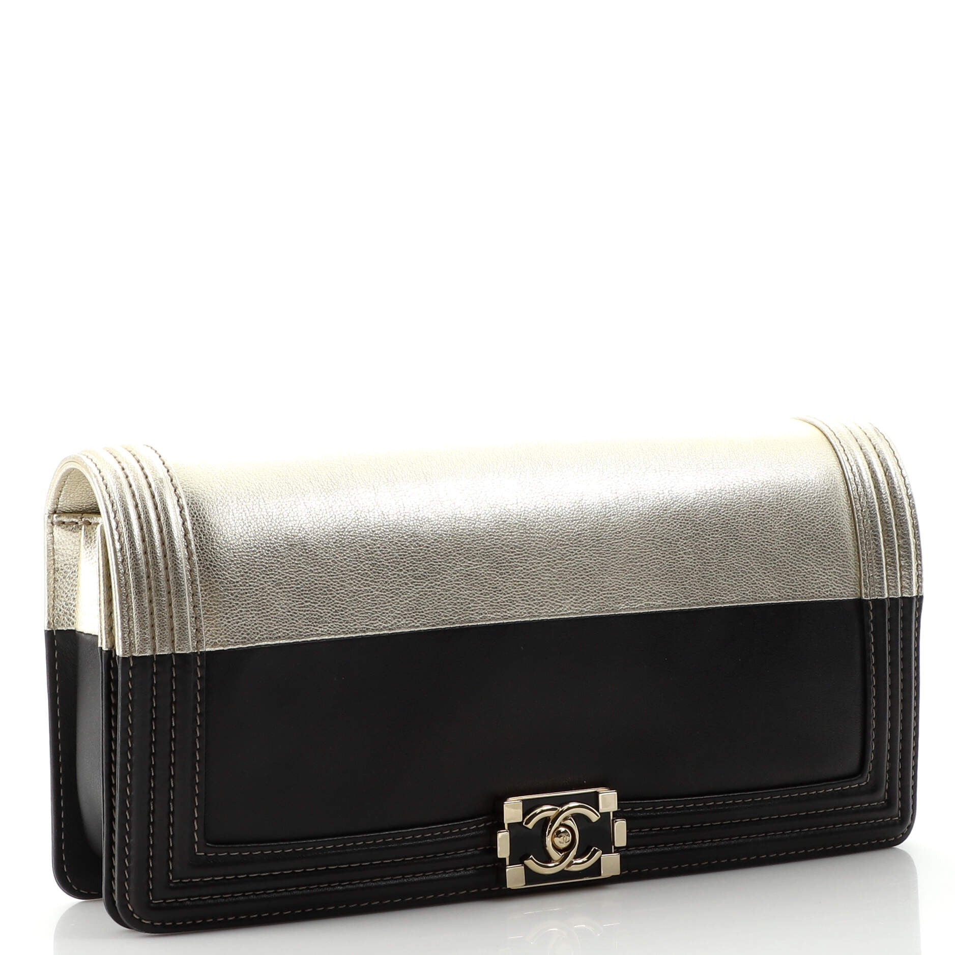 Bicolor Boy Flap Clutch Calfskin Small
