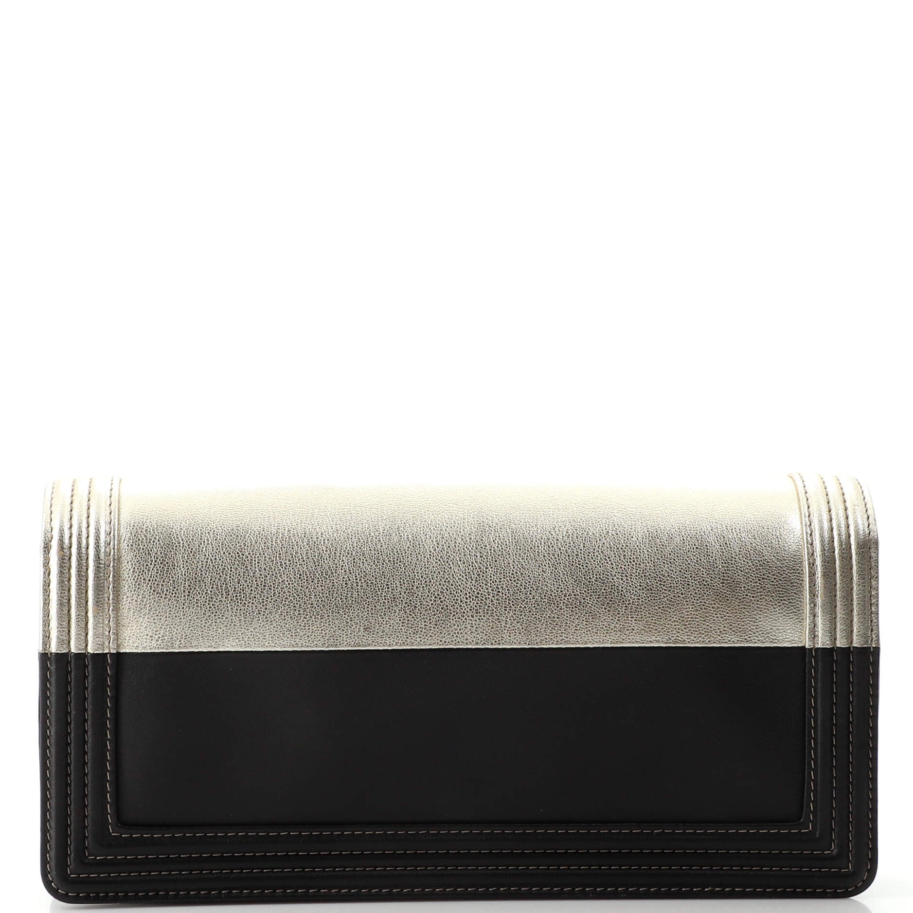 Bicolor Boy Flap Clutch Calfskin Small