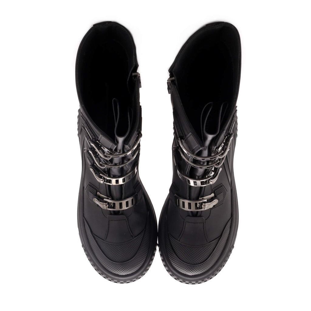 Women's Zip Up Buckle Mid-Calf Boots Rubber