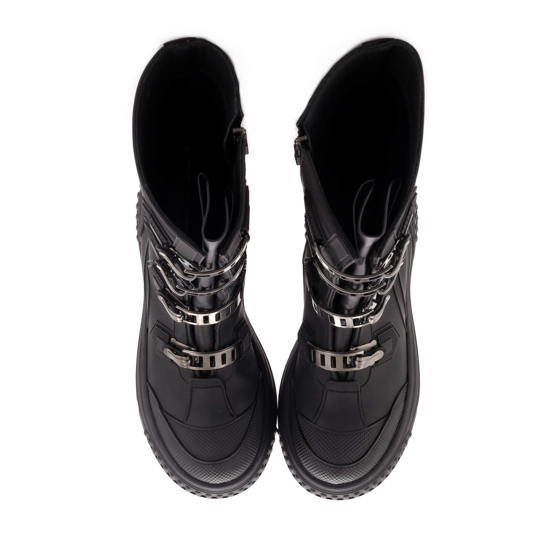 Women's Zip Up Buckle Mid-Calf Boots Rubber