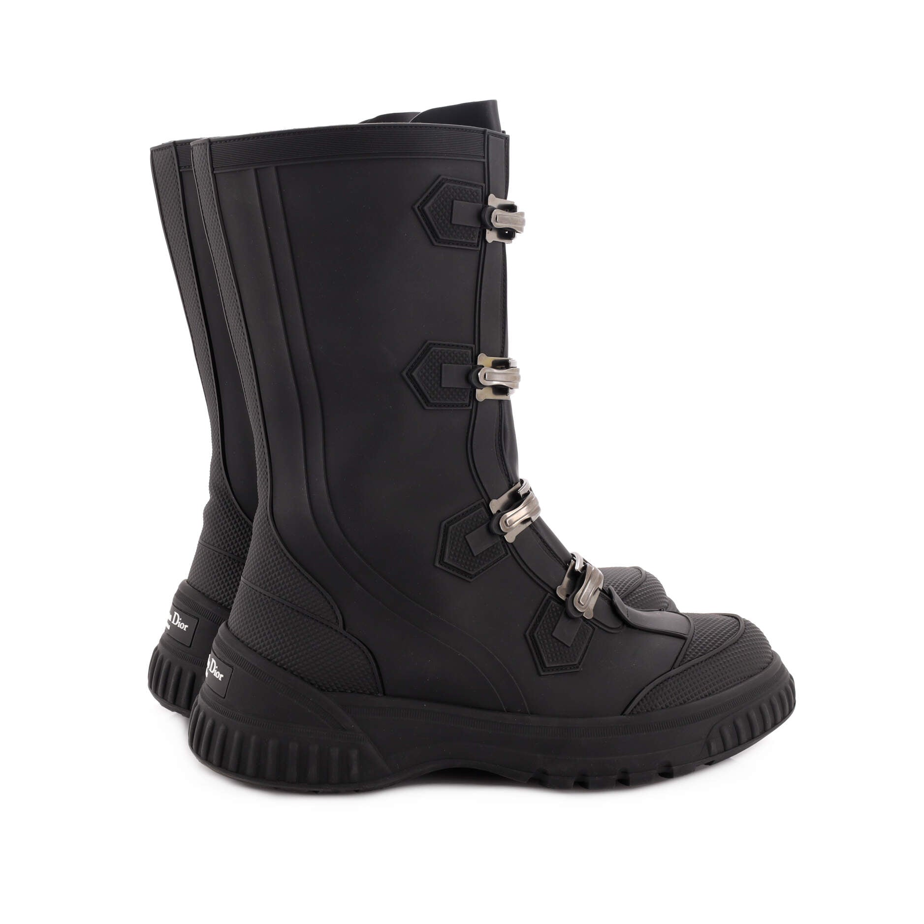 Women's Zip Up Buckle Mid-Calf Boots Rubber