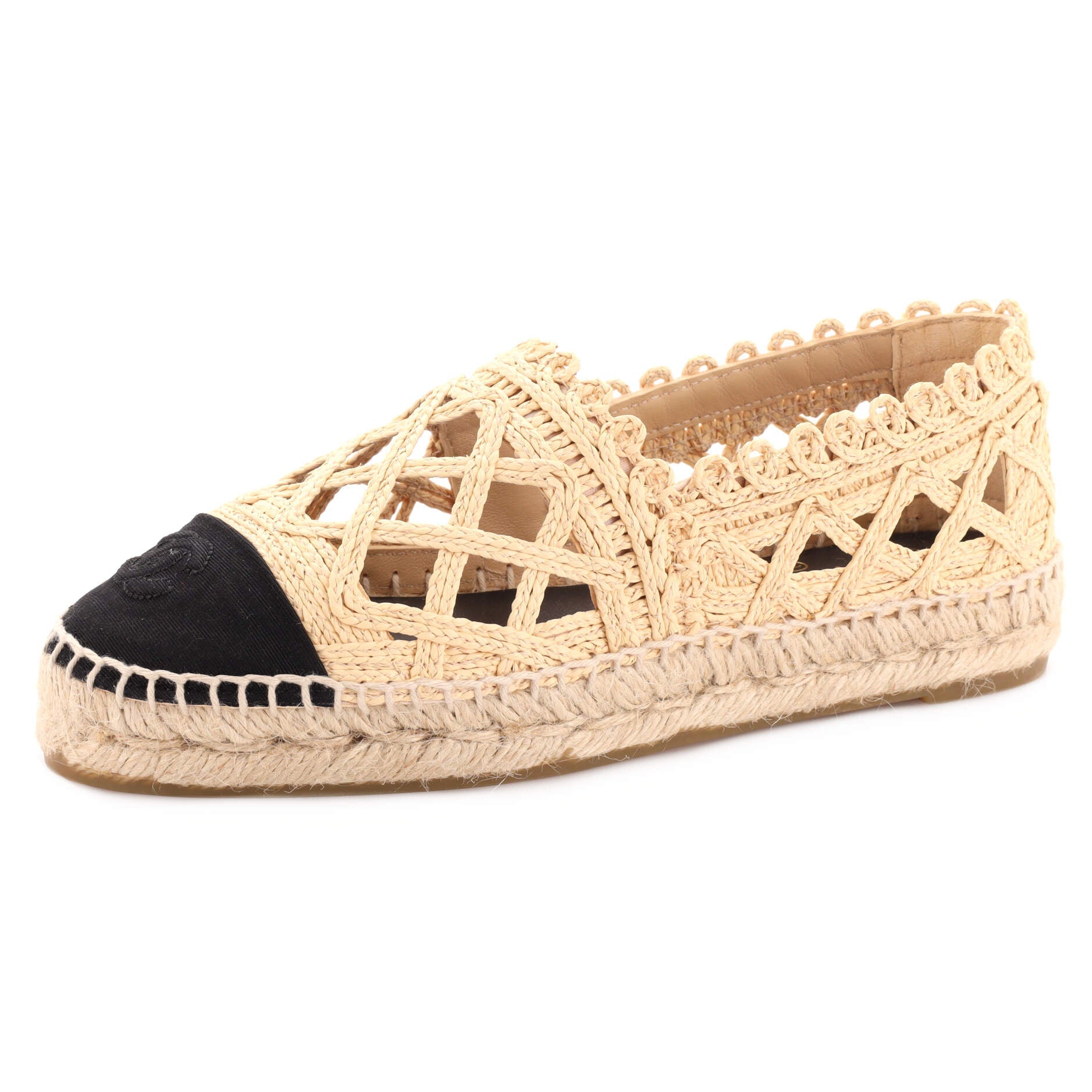 Women's CC Cap Toe Espadrilles Cut Out Raffia