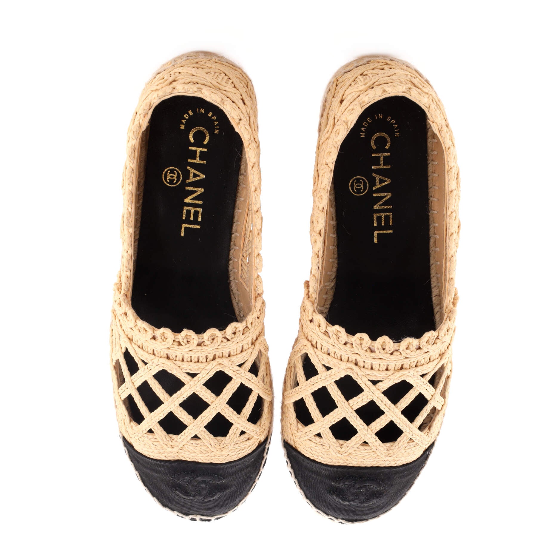 Women's CC Cap Toe Espadrilles Cut Out Raffia