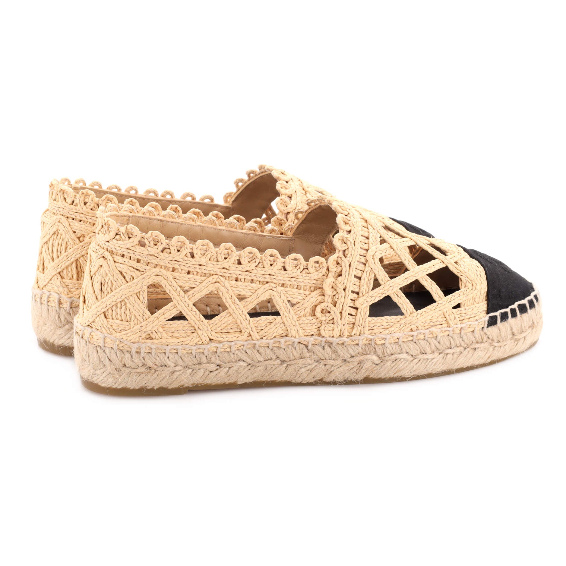 Women's CC Cap Toe Espadrilles Cut Out Raffia