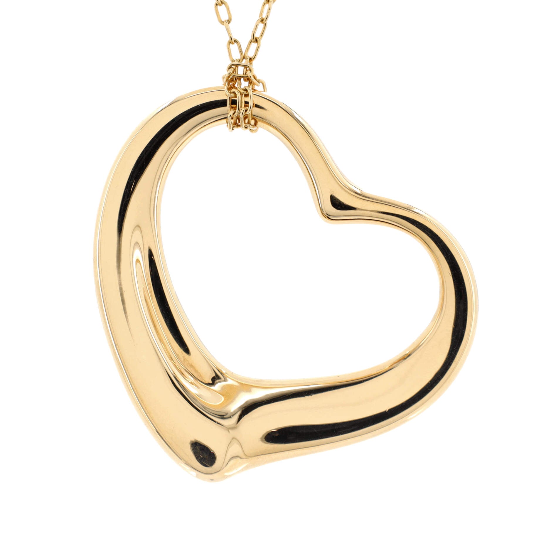 Elsa Peretti Open Heart Pendant Necklace 18K Yellow Gold 36mm