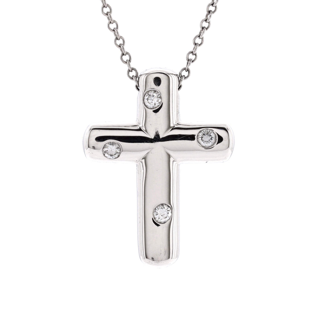 Etoile Cross Pendant Necklace Platinum with Diamonds