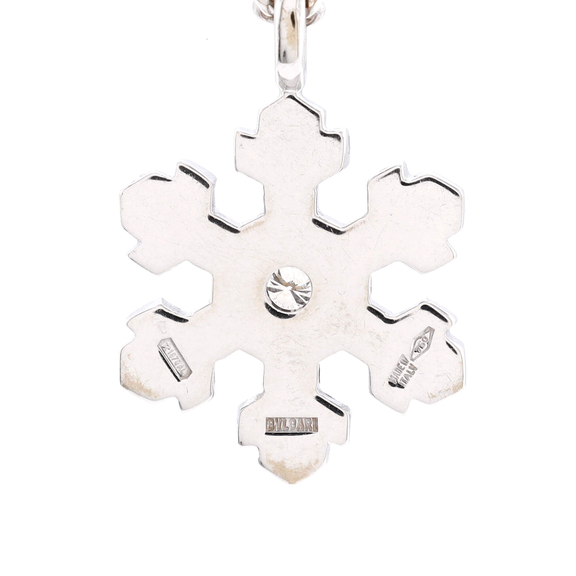 Snowflake Pendant Necklace 18K White Gold and Diamond