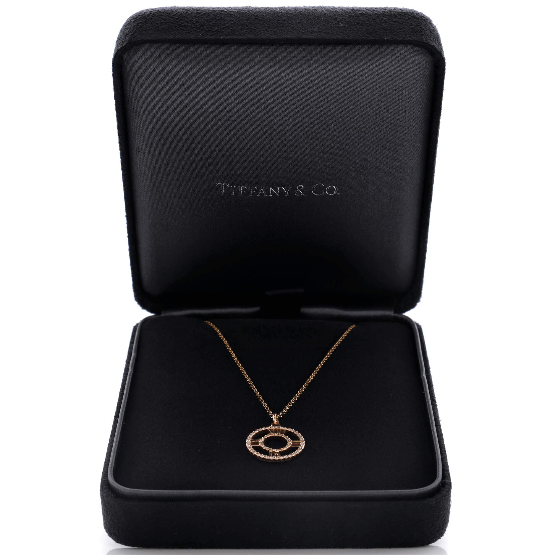 Atlas Open Medallion Pendant Necklace 18K Rose Gold with Pave Diamonds Small