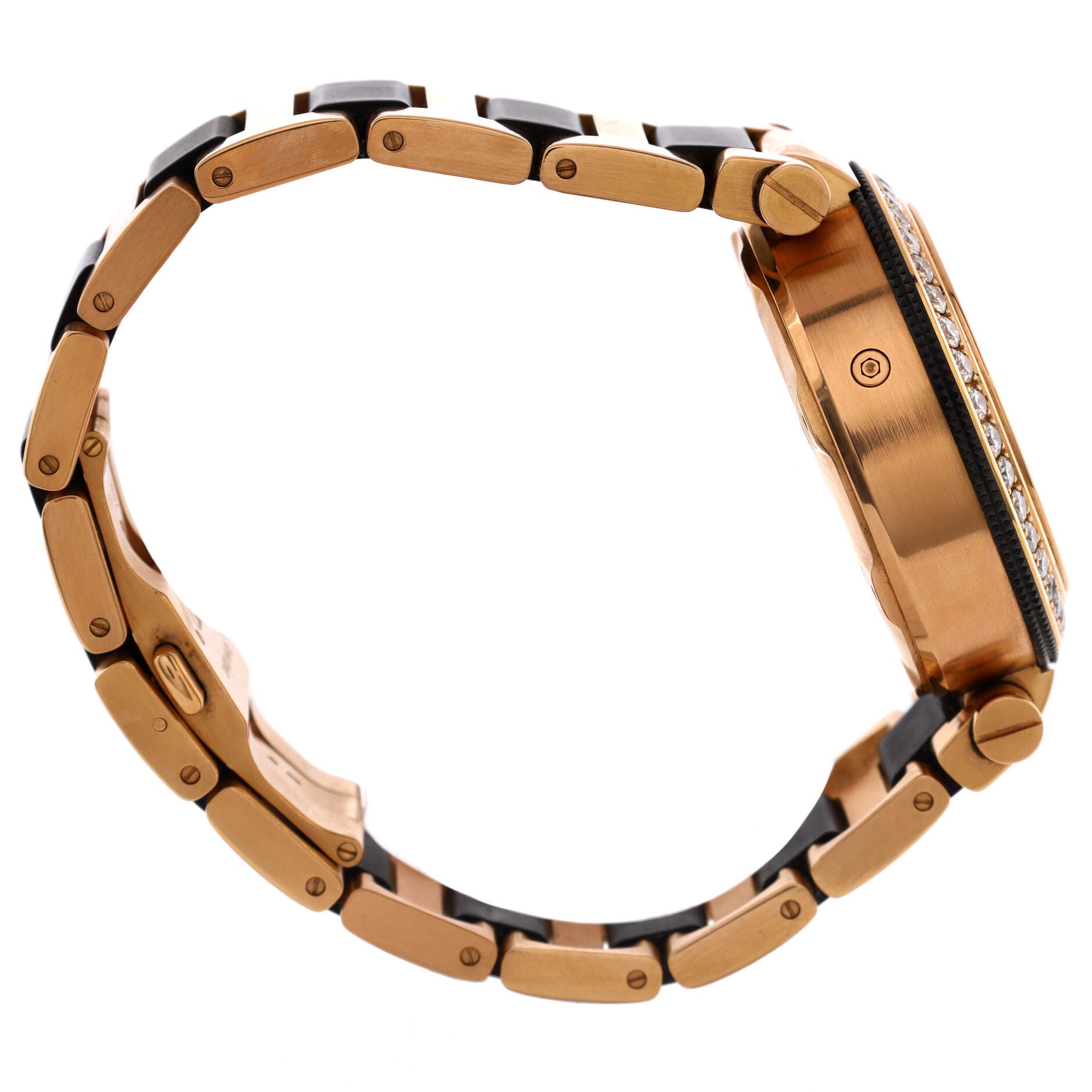 Pasha de Cartier Seatimer Chronograph Automatic Watch Rose Gold and Rubber with Diamond Bezel 43