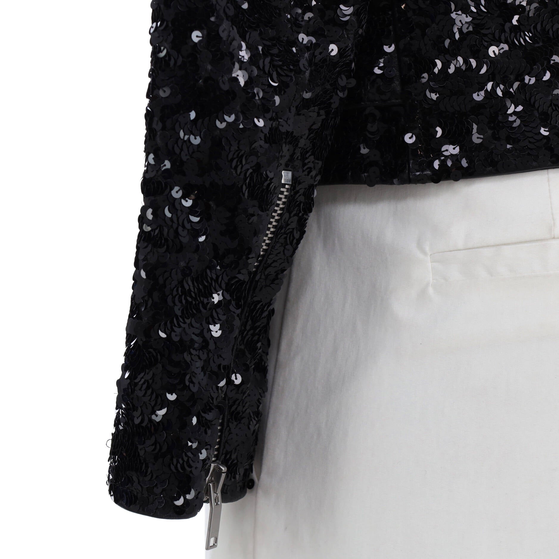 Women's Biker Jacket Sequin Embellished Leather