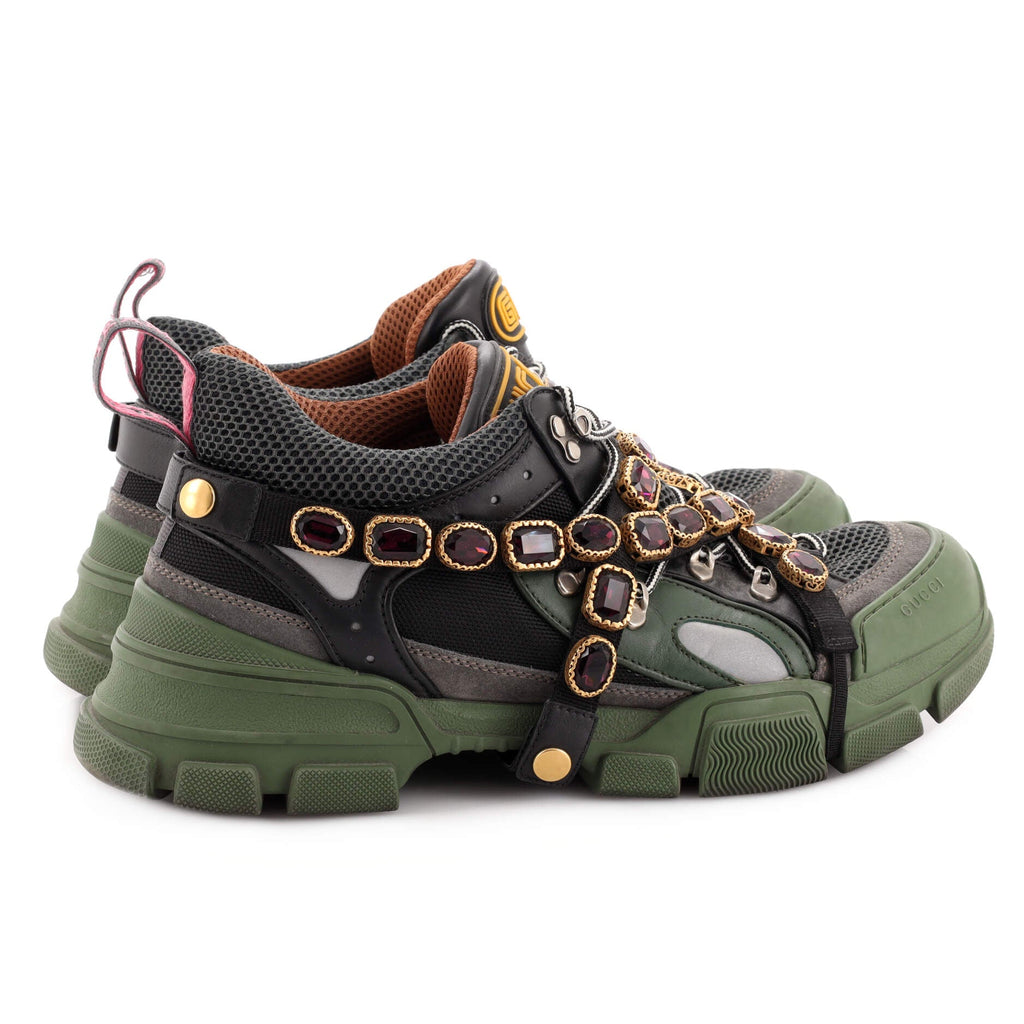 Flashtrek Sneakers Fabric and Leather with Crystals