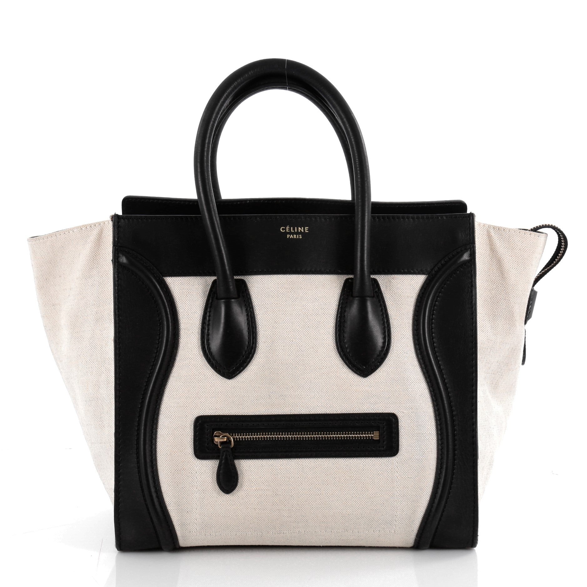 Celine  Luggage Handbag Canvas and Leather Mini