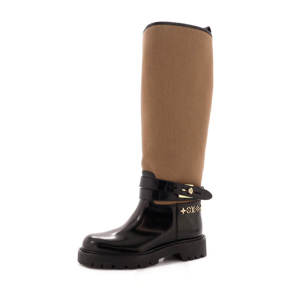 Women's Territory Flat High Ranger Boots Canvas and Leather