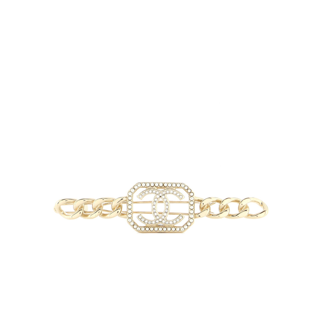 CC Hair Clip Barrette Metal with Crystal and Faux Pearls