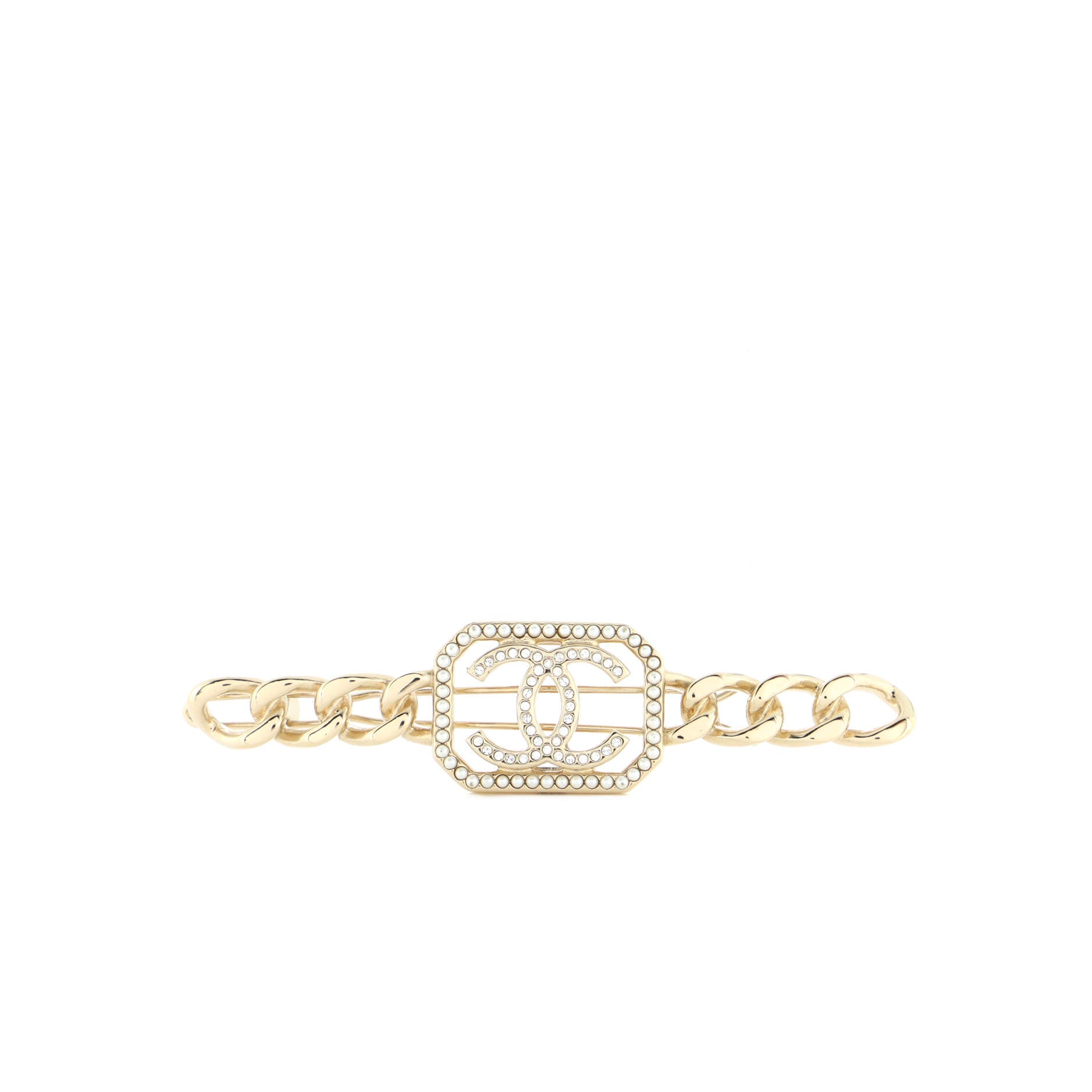 CC Hair Clip Barrette Metal with Crystal and Faux Pearls