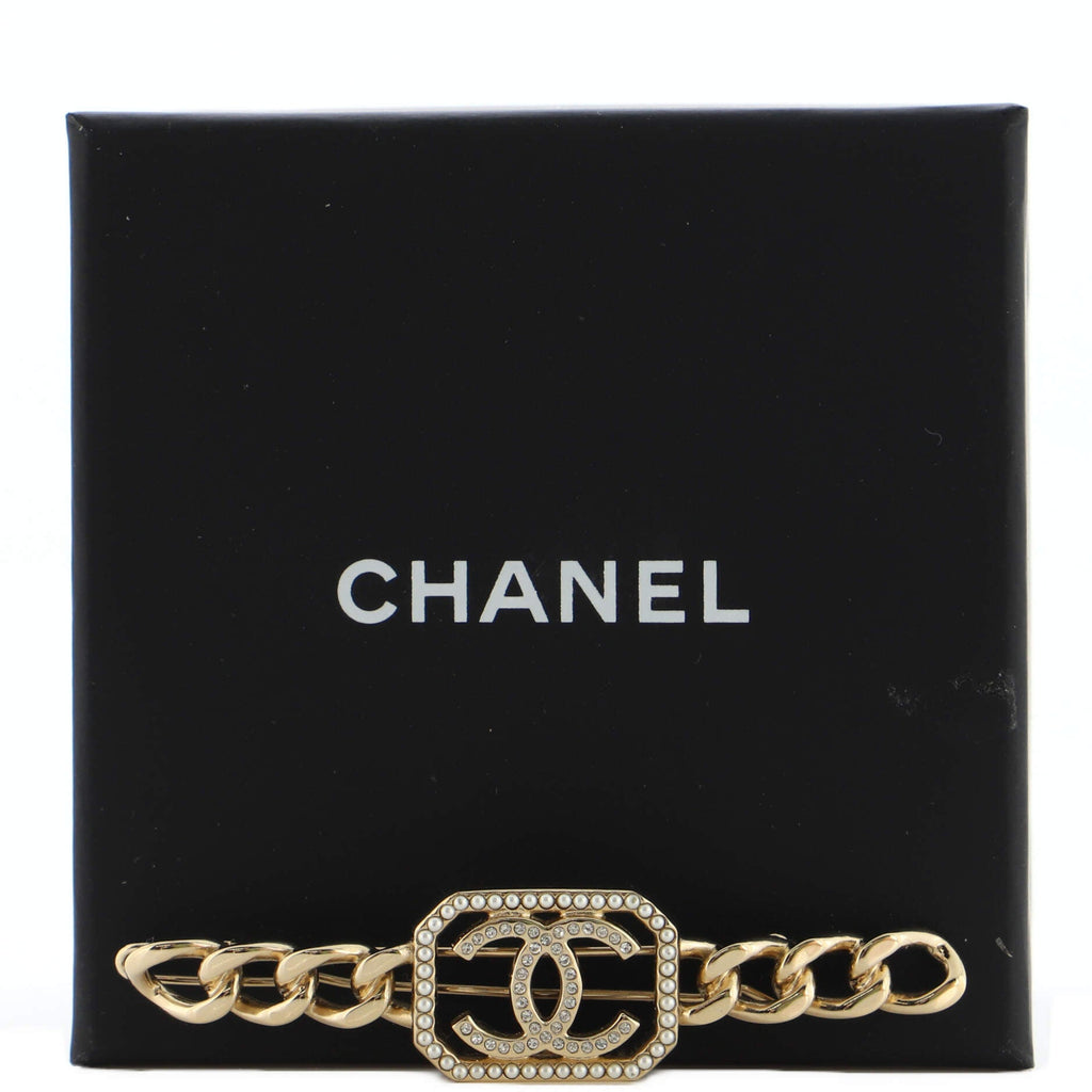 CC Hair Clip Barrette Metal with Crystal and Faux Pearls