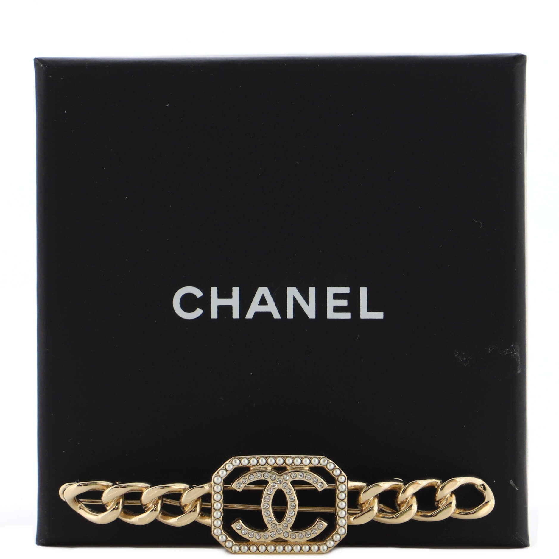 CC Hair Clip Barrette Metal with Crystal and Faux Pearls