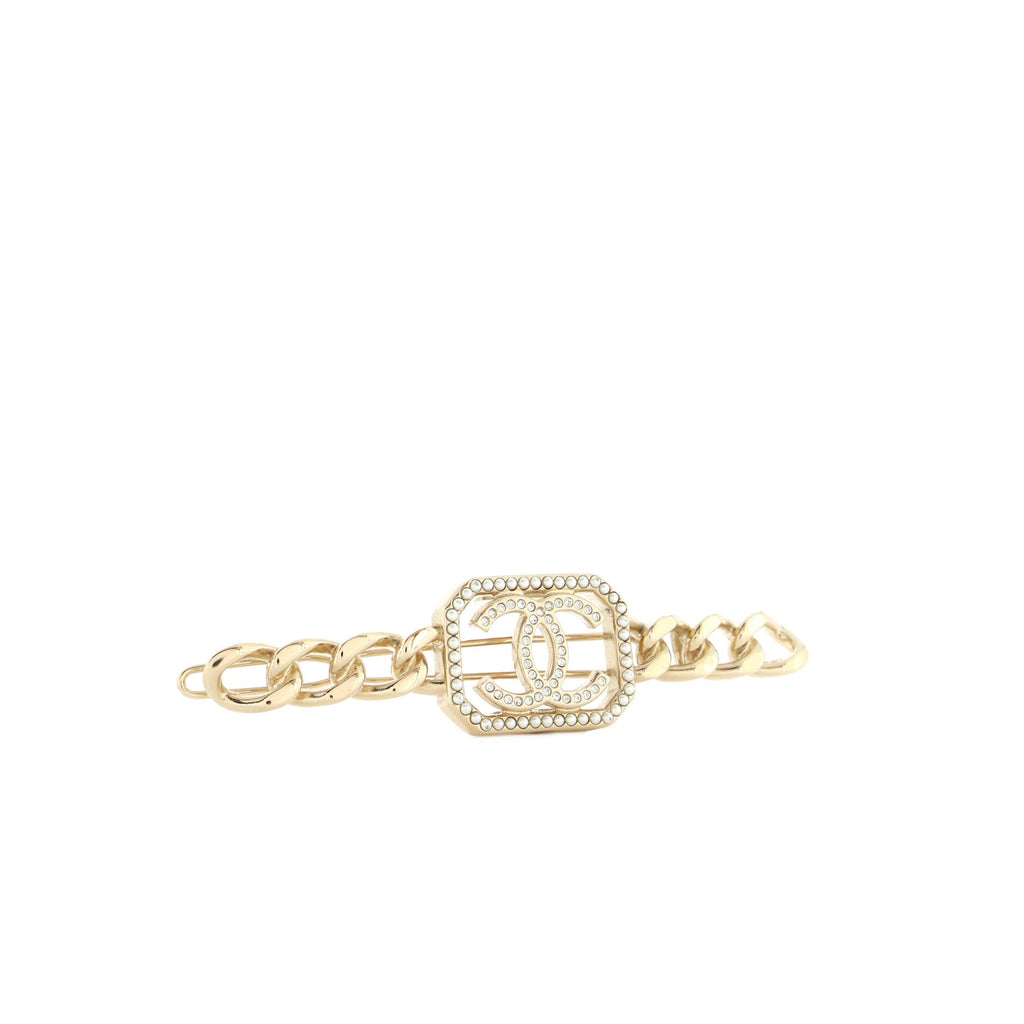 CC Hair Clip Barrette Metal with Crystal and Faux Pearls