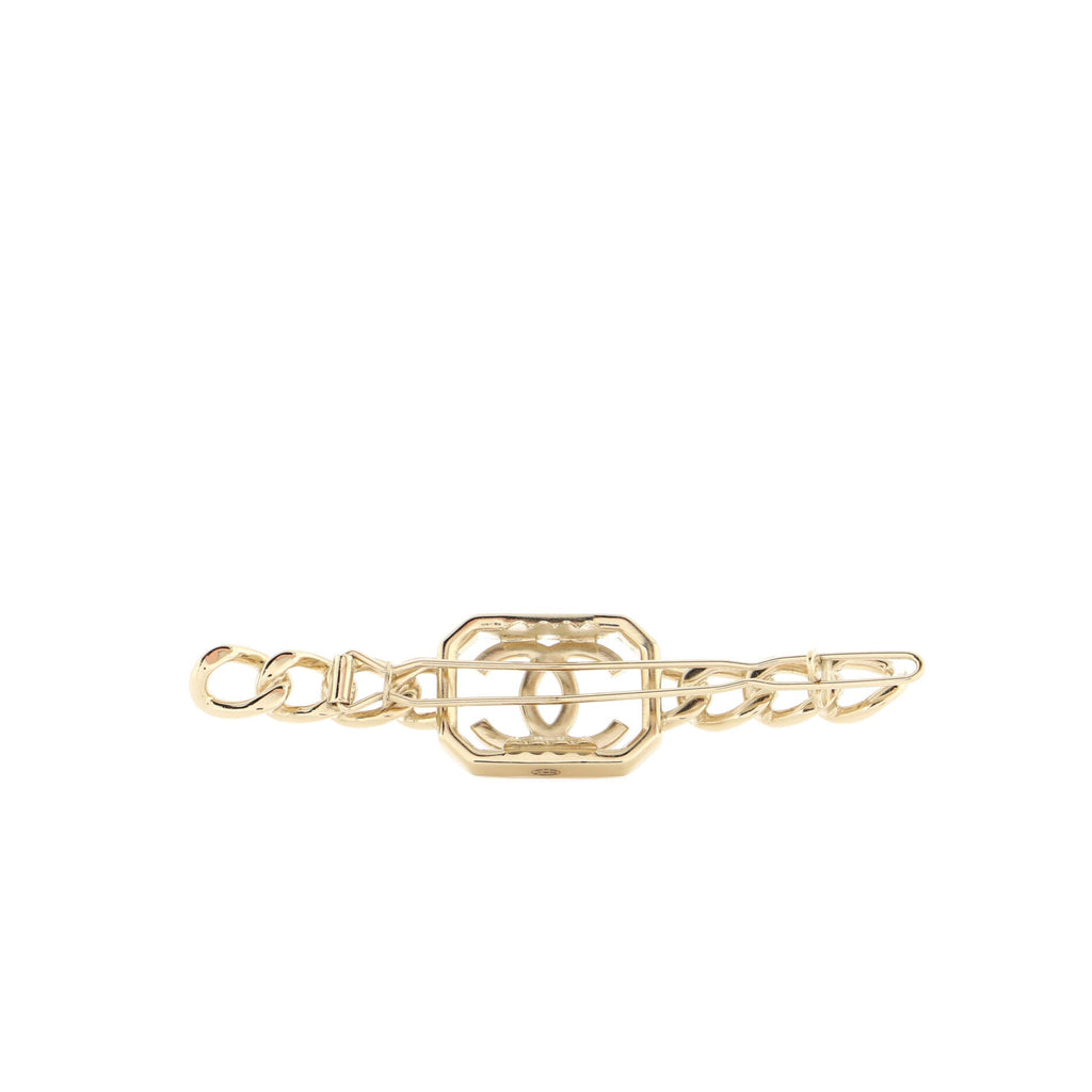 CC Hair Clip Barrette Metal with Crystal and Faux Pearls