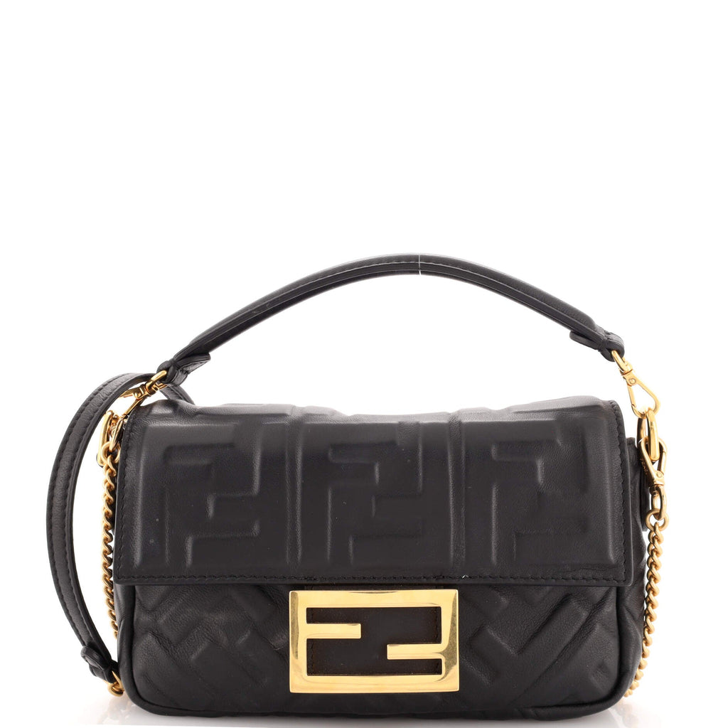 Baguette NM Bag Zucca Embossed Leather Mini