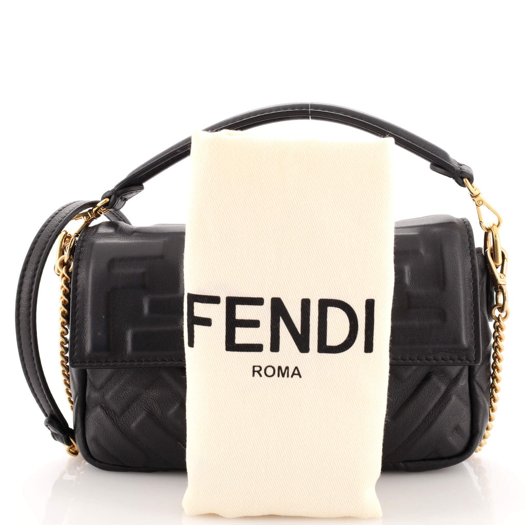 Baguette NM Bag Zucca Embossed Leather Mini