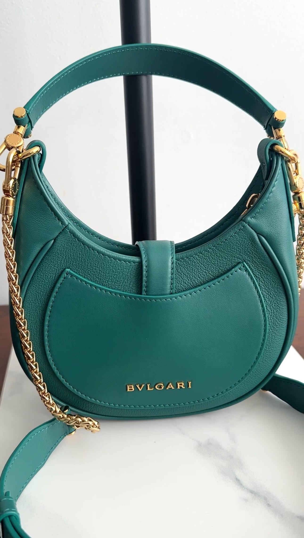Bvlgari Serpenti Forever Emerald Green Ellipse Hobo Bag