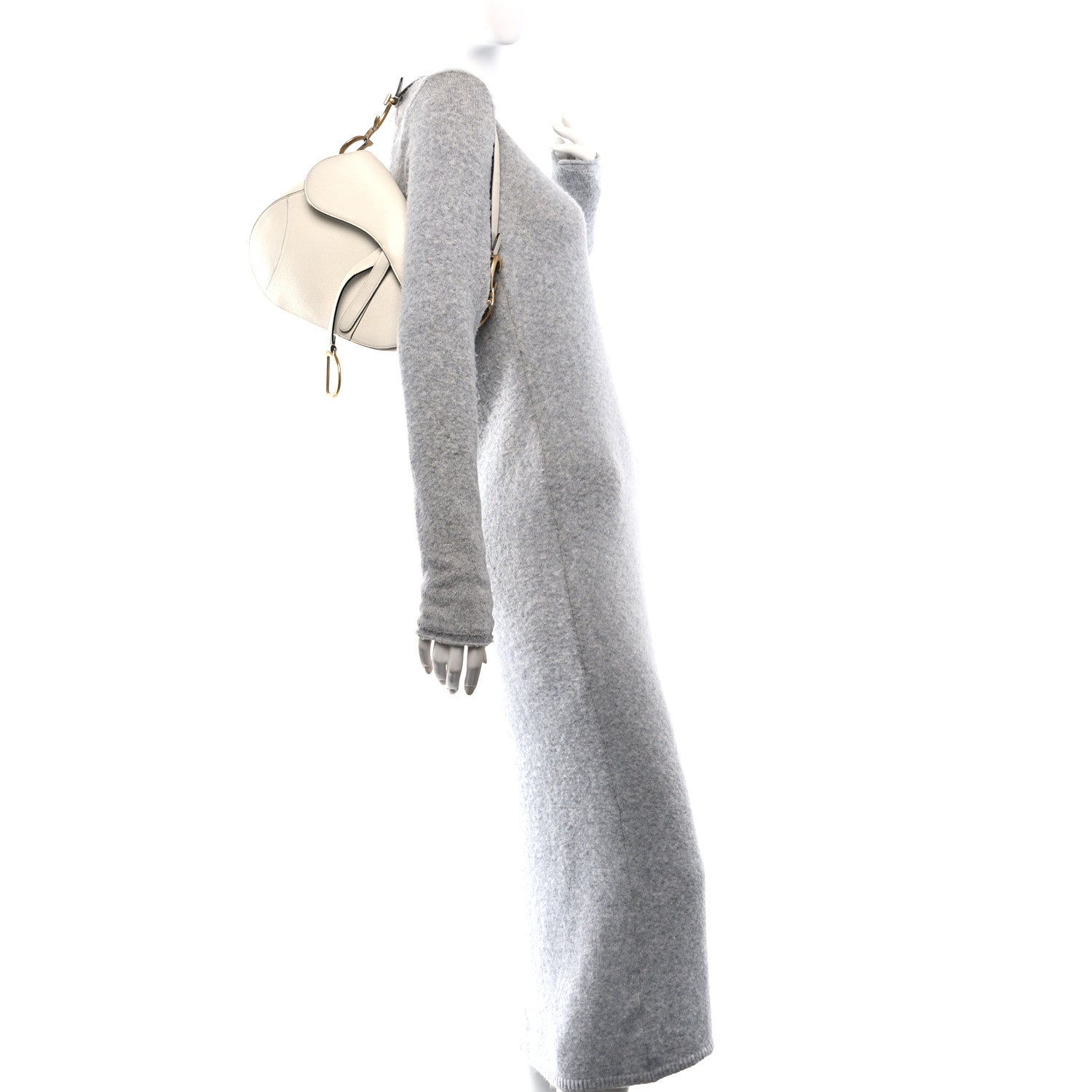 Grained Calfskin Saddle Bag White