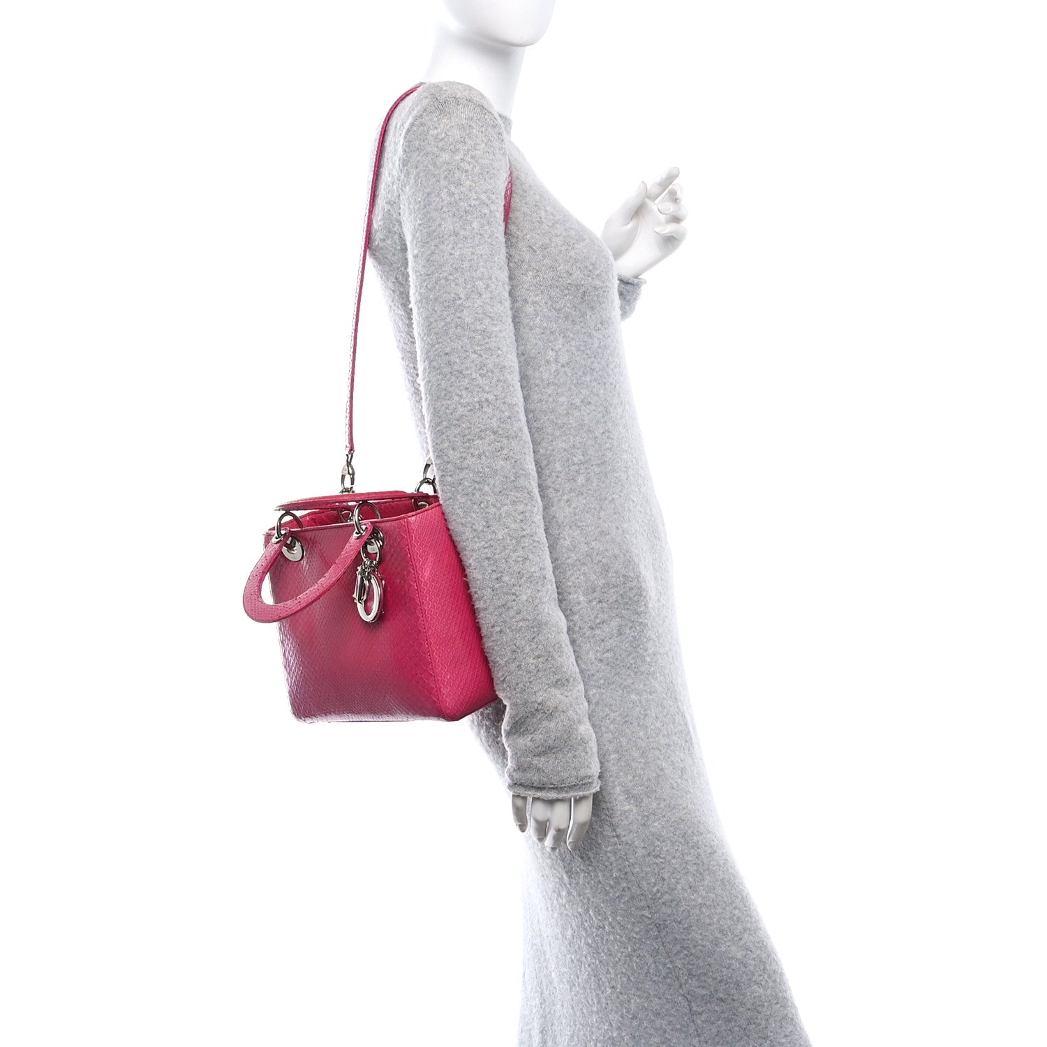 Snakeskin Medium Lady Dior Pink