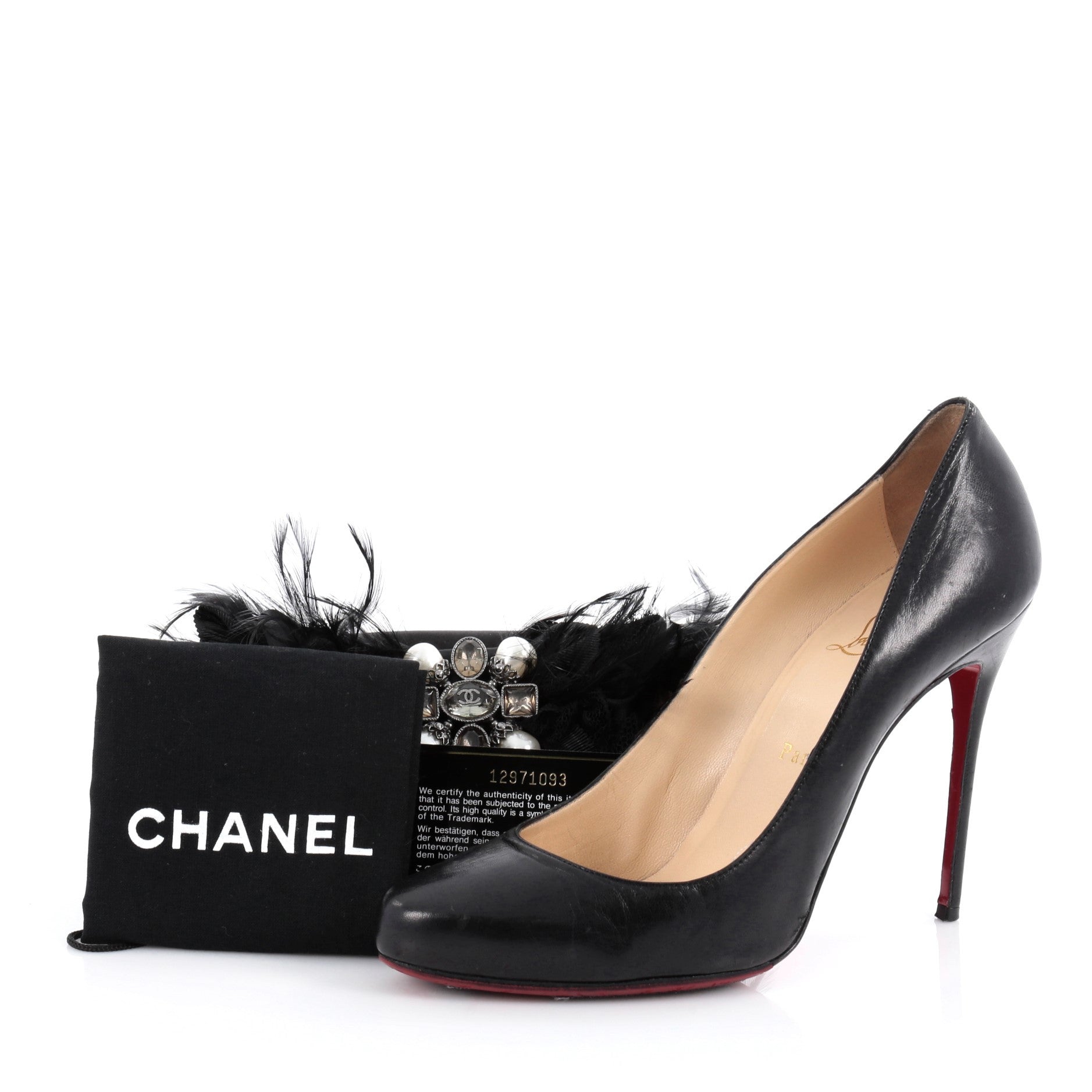 Paris-Moscow Feather Chain Clutch Satin