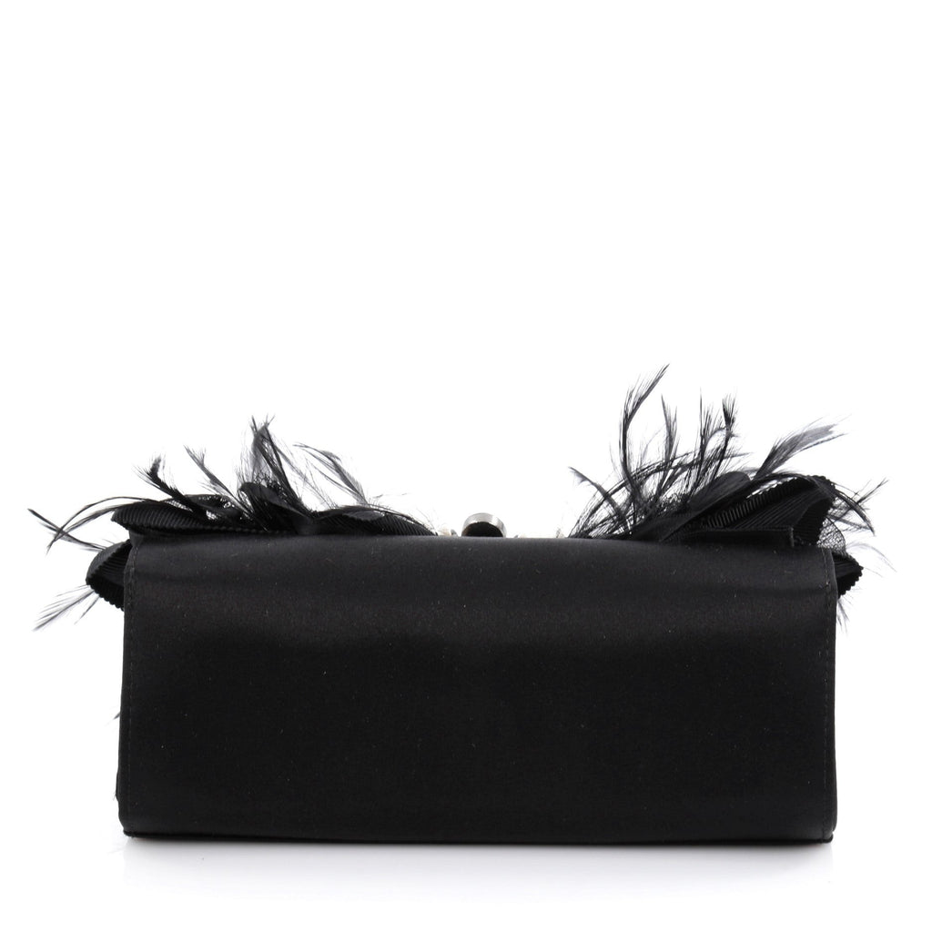 Paris-Moscow Feather Chain Clutch Satin