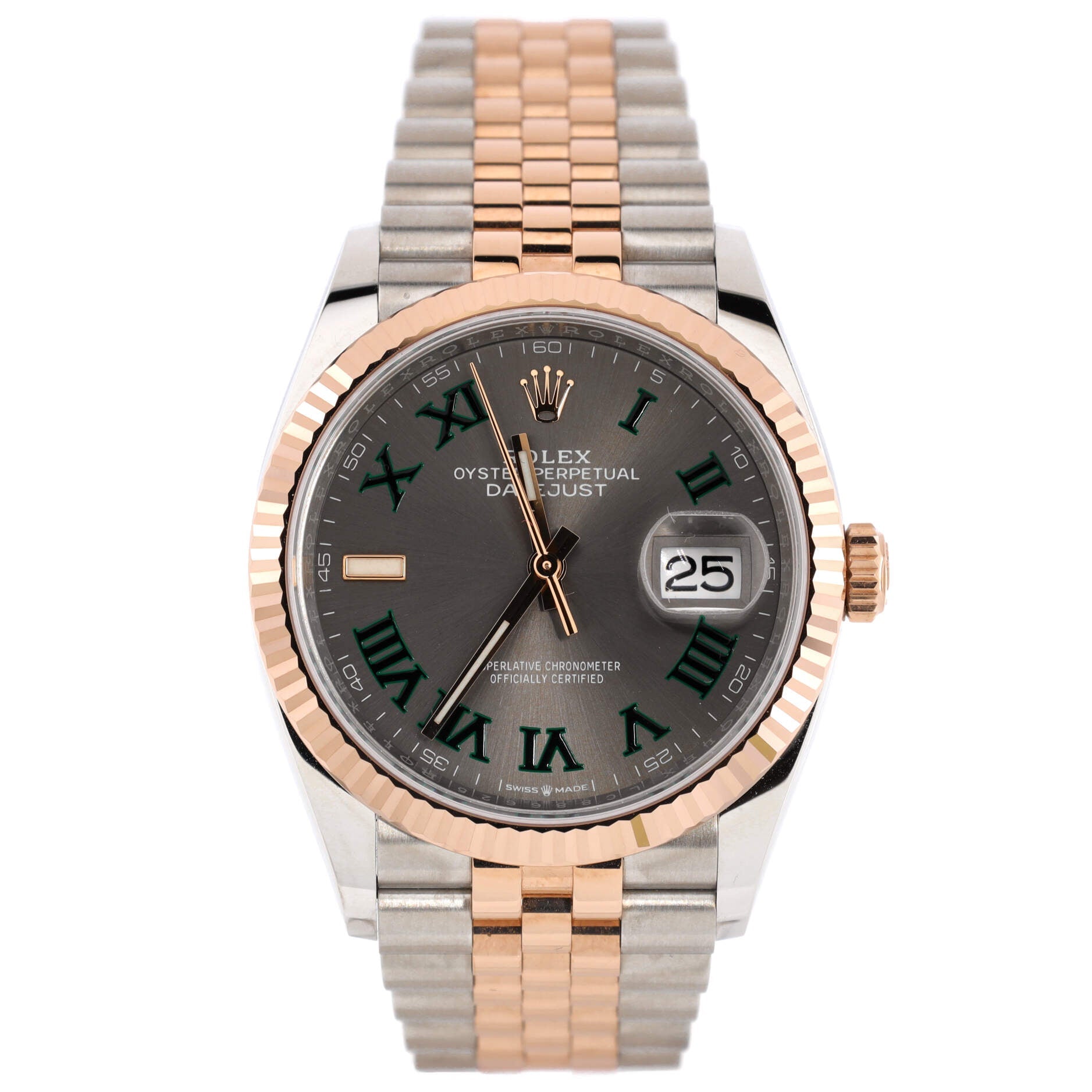 Oyster Perpetual Datejust Wimbledon Automatic Watch Stainless Steel and Rose Gold 36