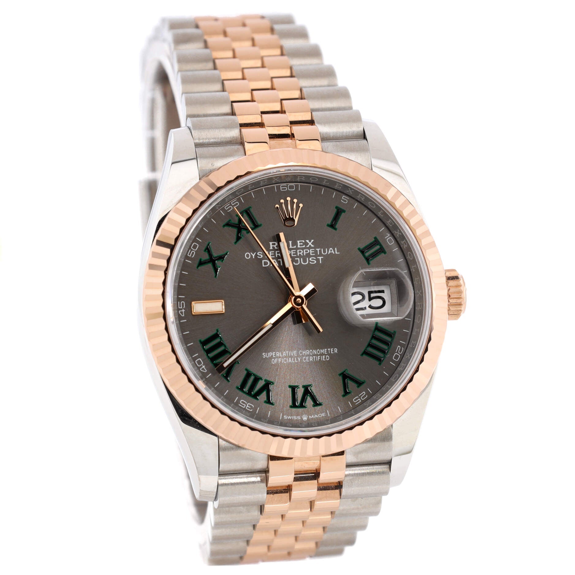 Oyster Perpetual Datejust Wimbledon Automatic Watch Stainless Steel and Rose Gold 36