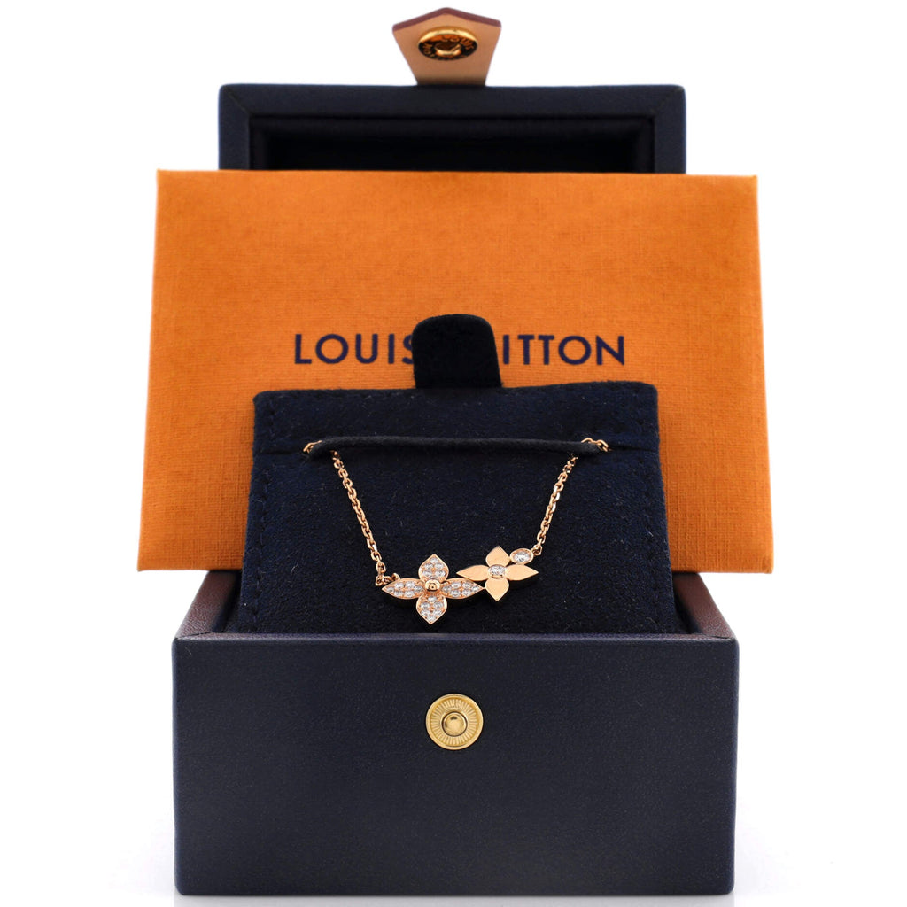 Star Blossom Double Pendant Necklace 18K Rose Gold and Diamonds