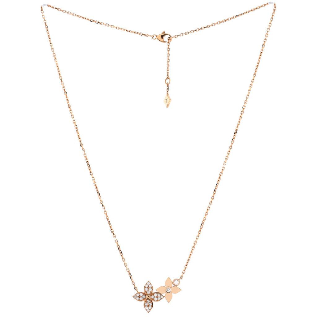 Star Blossom Double Pendant Necklace 18K Rose Gold and Diamonds
